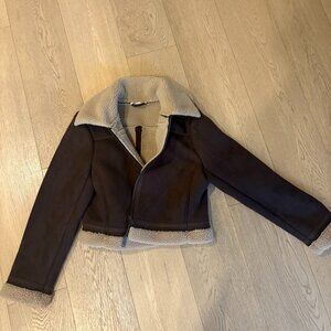 Cropped Suede teddy jacket